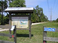 Red trailhead kiosk